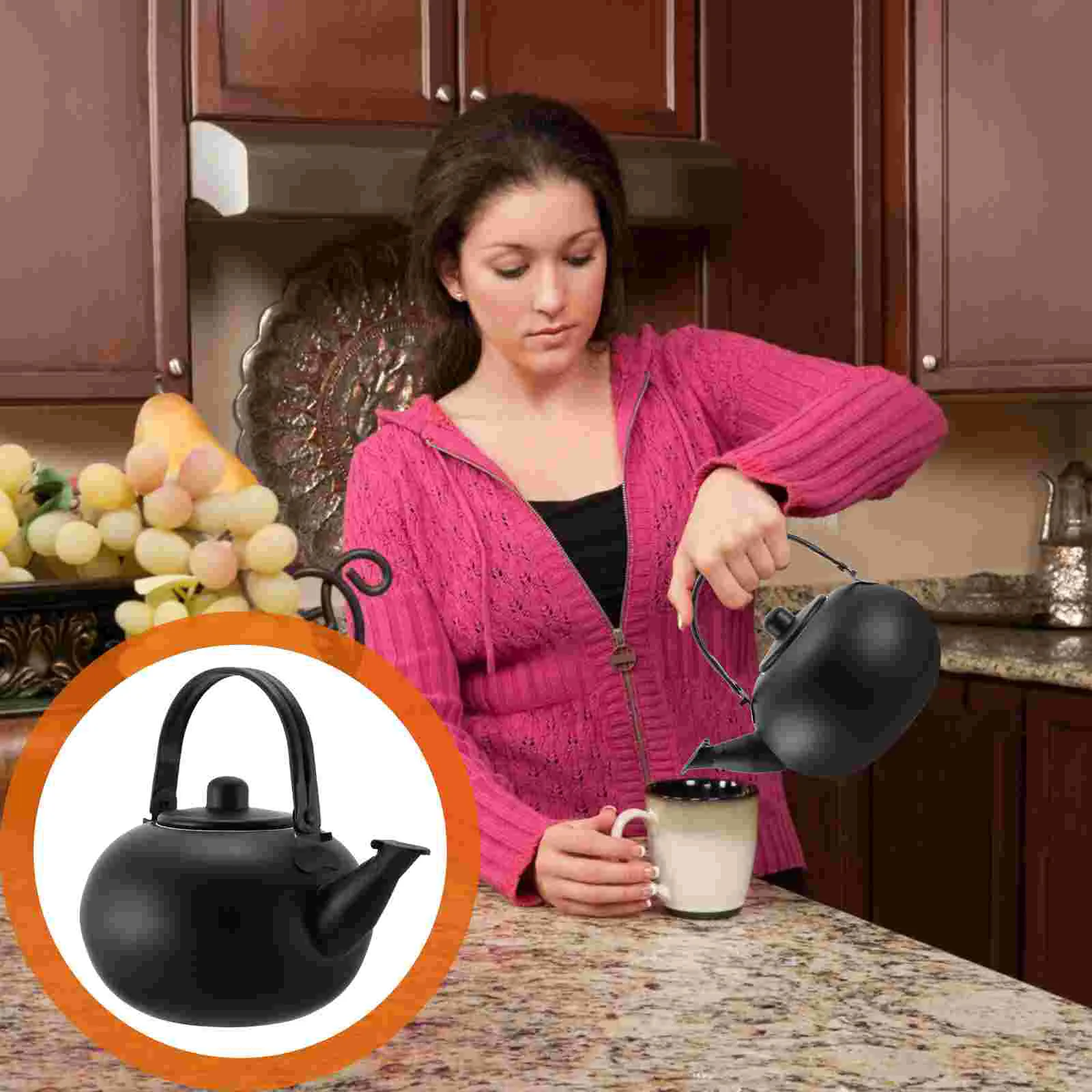 

Water Jugs Pot Universal Boiling Kettle Home Teakettle Heating for Gas Stove Small Black Thicken Travel