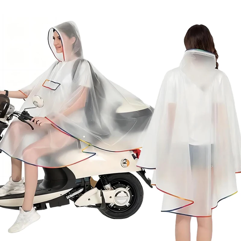 

EVA Waterproof Rain Poncho-Transparent Portable Reusable Raincoat for Electric Scooter Cycling Walk Hiking Camp Adults Men Women