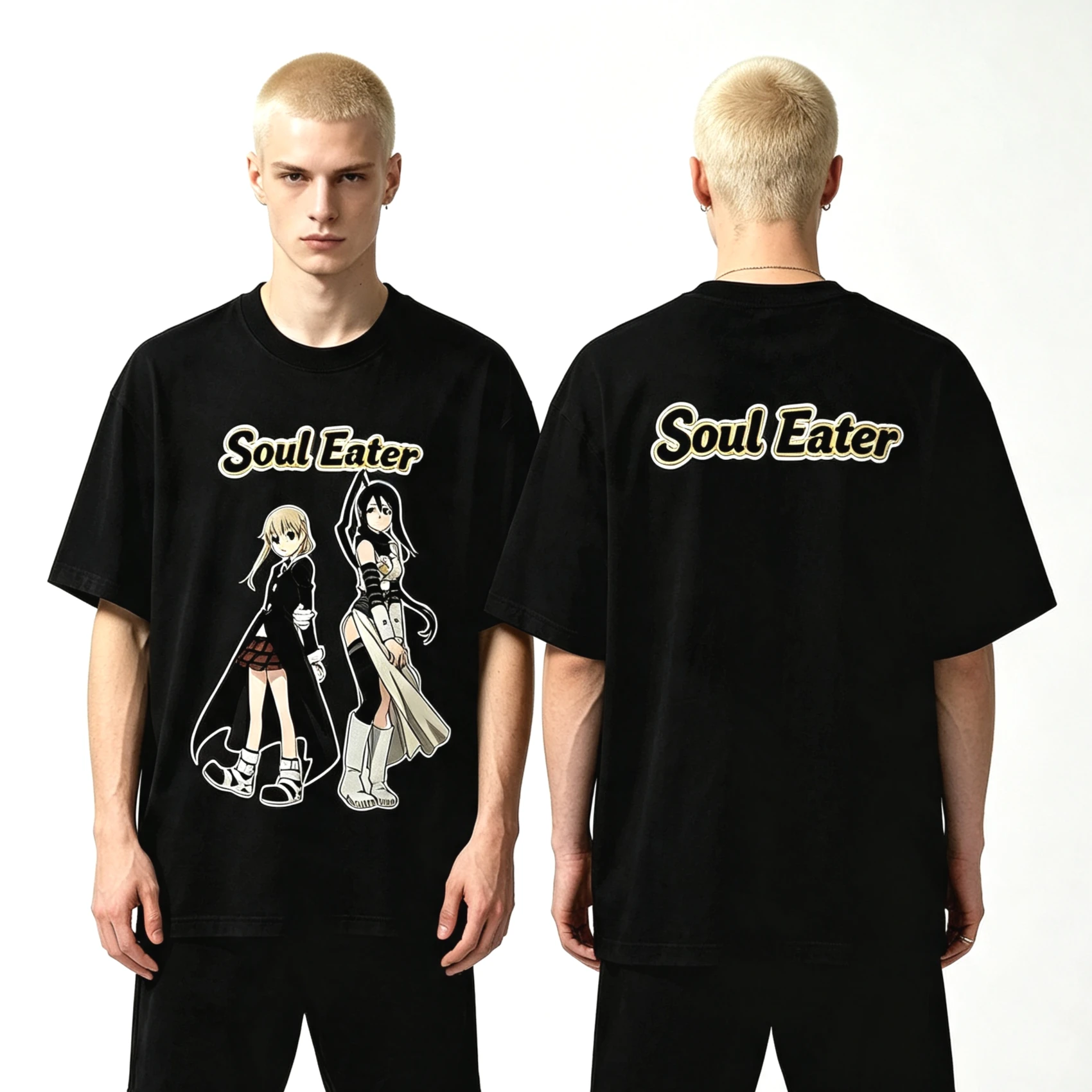 2026 Summer Hot Sale Anime Soul Eater T-shirt Y2K Men Women Harajuku Casual T-shirt Hip Hop Streetwear Oversized Round T-shirt