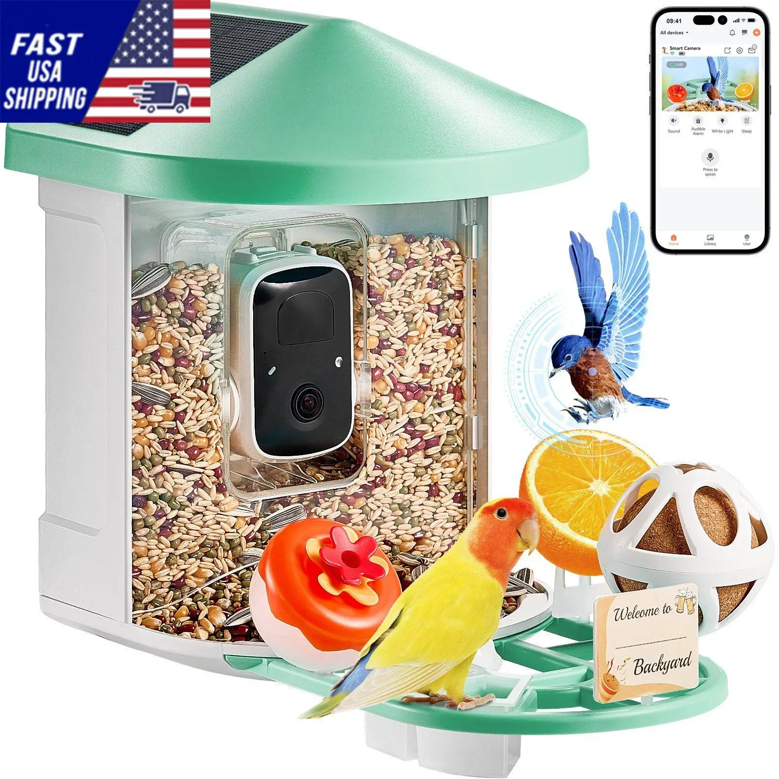 Smart Bird Feeder with Camera 2K HD AI Identify Bird Species Solar-Powered