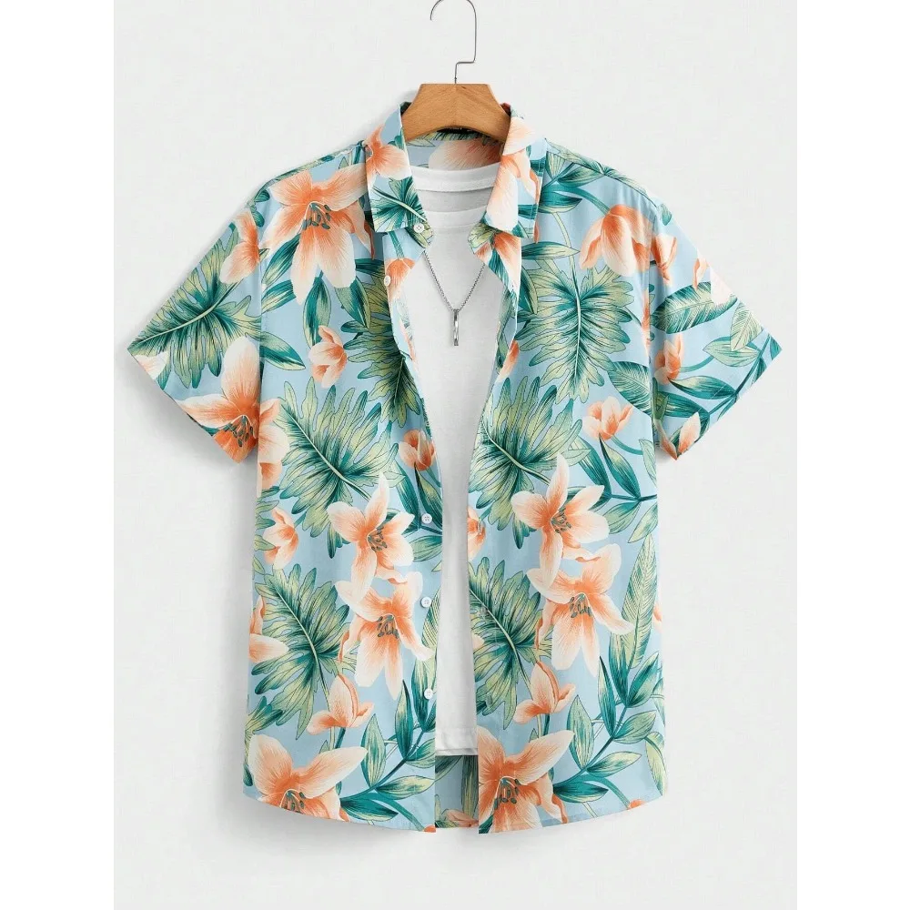 Palm Tree 3D Print Sport Quick-Dry Breathable Men Shirts Outdoor Street Casual Hawaiian Vacation Beach Short Sleeve Clothing Top