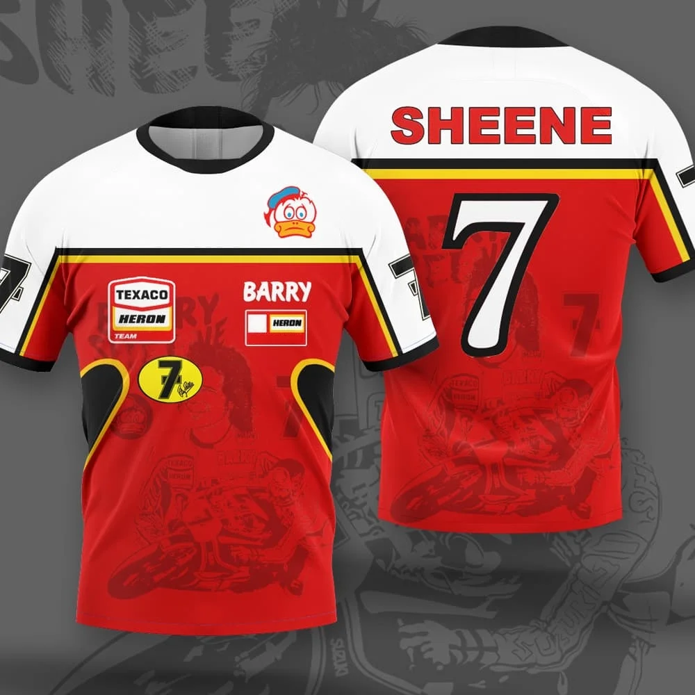 New Barry Sheene #7 Vintage Moto Racing Jersey Tee Short Sleeve Parent Kids Retro Motorcycle Sports T Shirts Family Matching view 2