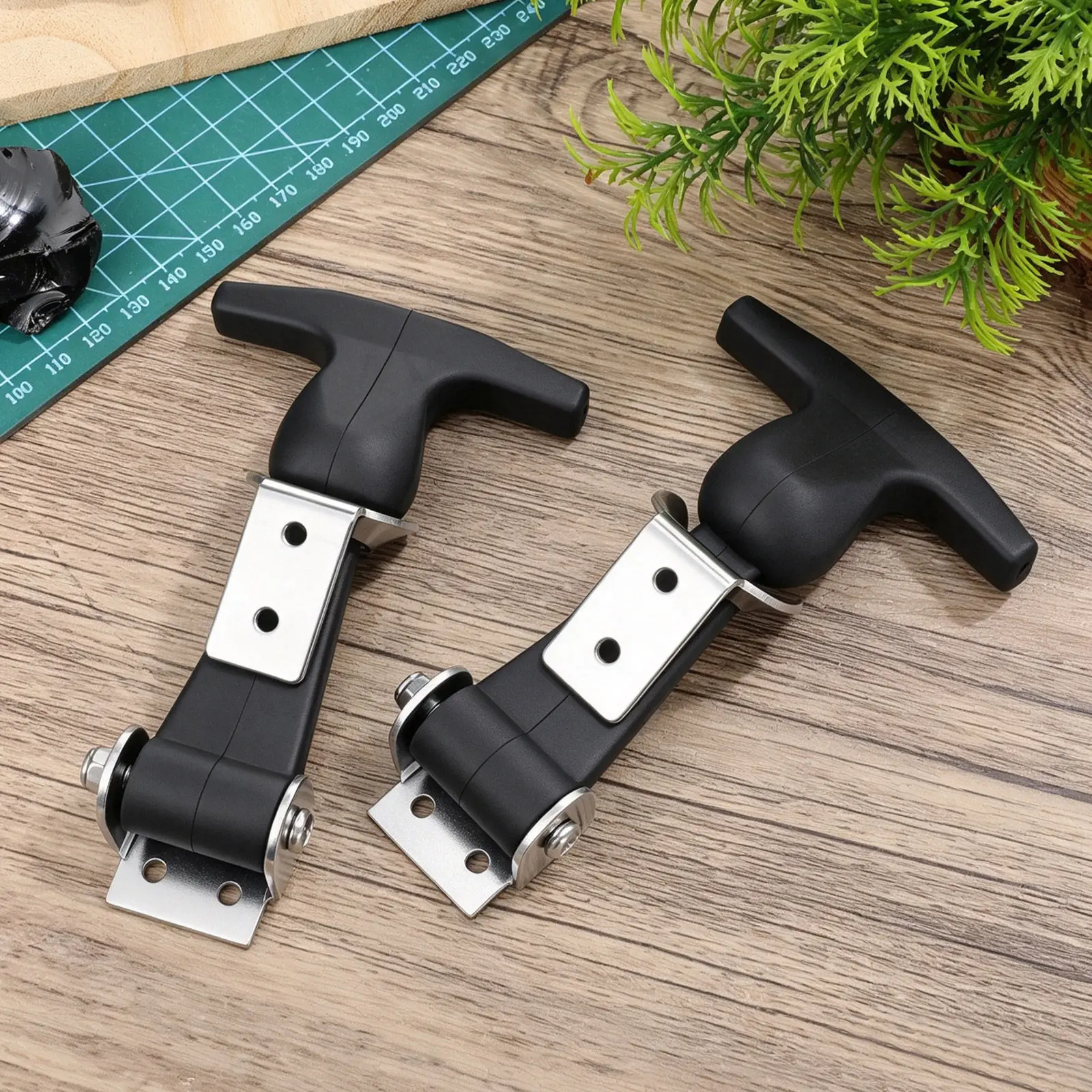 2Pcs Stainless Steel Rubber T-Handle Door Latch Heavy Duty Flexible Preload Draw Latch for Cooler Truck Engine Hood Tool Box
