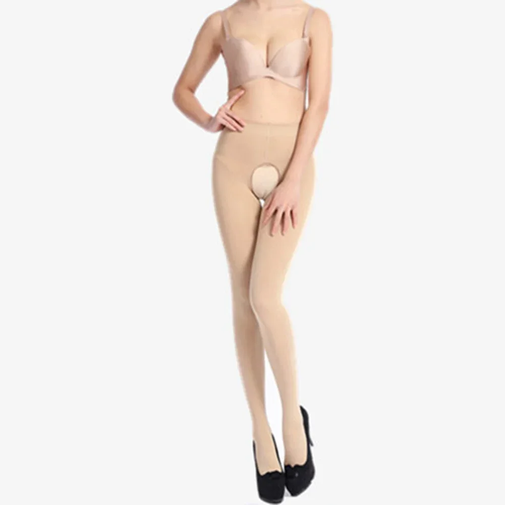 Sumodx Frauen 120d Samt Schritt lose sexy Strumpfhose offener Schritt Strumpfhosen elastische und bequeme alltägliche Dessous