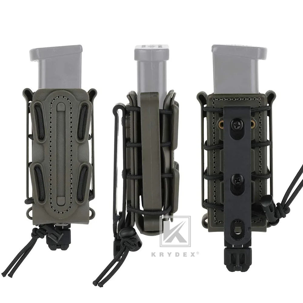 

KRYDEX Tactical 9mm Molle Magazine Pouch Hunting Holster Fastmag With Belt Clip and Molle Soft Shell Mag Pouch