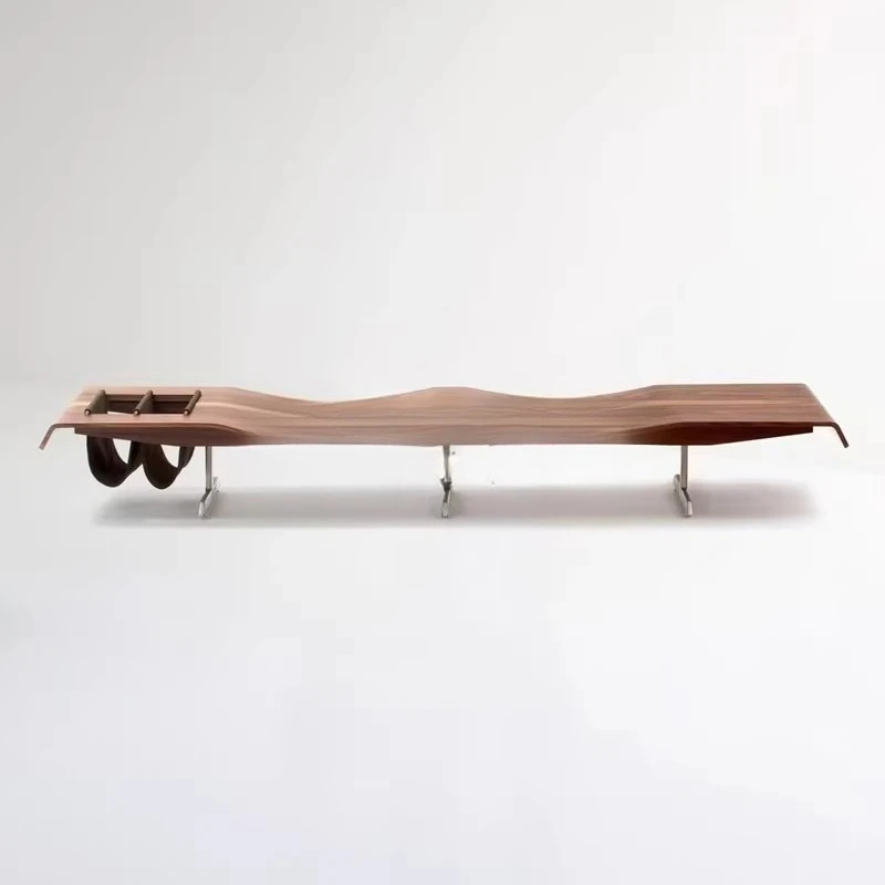 

Sofa stool solid wood light luxury high sense medieval wabi sandy wind walnut color bedside stool creative leisure bench