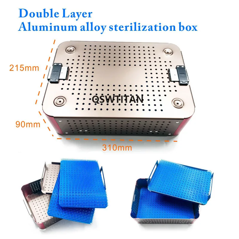 Double layer Sterilization Box Aluminium Alloy Sterilization Tray Case Dental Opthalmic Surgical Instrument Disinfection Box