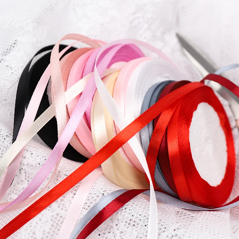 250 ярдов 6 мм шелковые атласные ленты для свадебного украшения, принадлежности для рукоделия, бант, подарочная упаковка ручной работы, вечерние разноцветные аксессуары