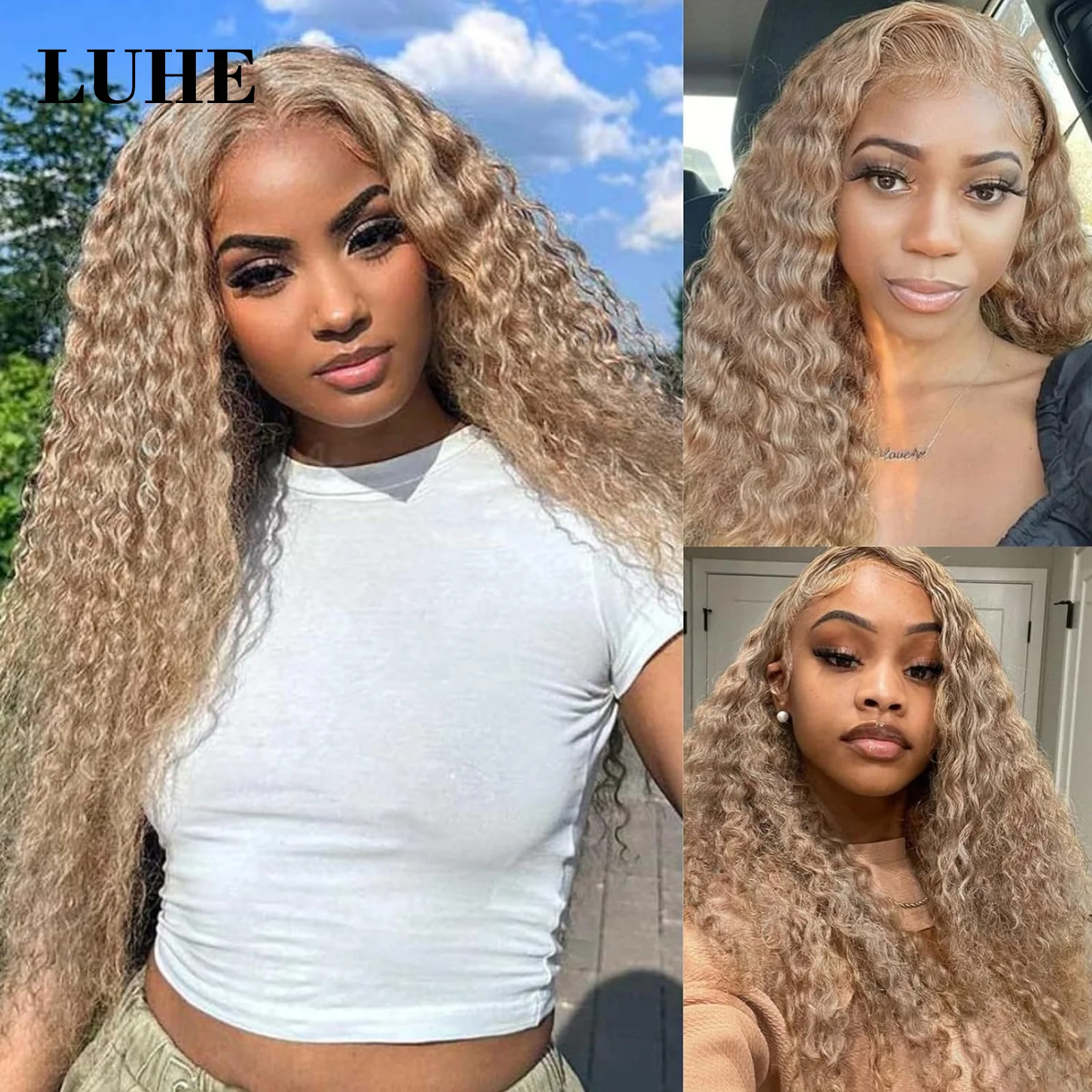 

Kinky Curly Ash Blonde 13x3 Lace Front Wigs for Black Women Cosplay 26 Inch Long Loose Curly Synthetic Hair Lace Frontal Wigs