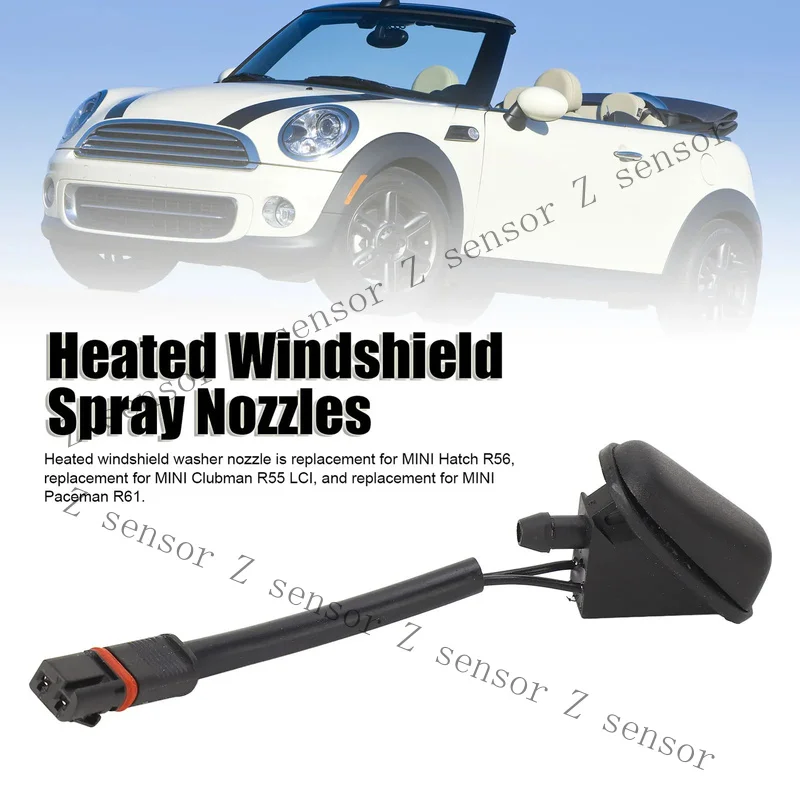 RRR+ Vehicle Heated Windshield Washer Nozzle 61662755722 for MINI R55 R56 R57