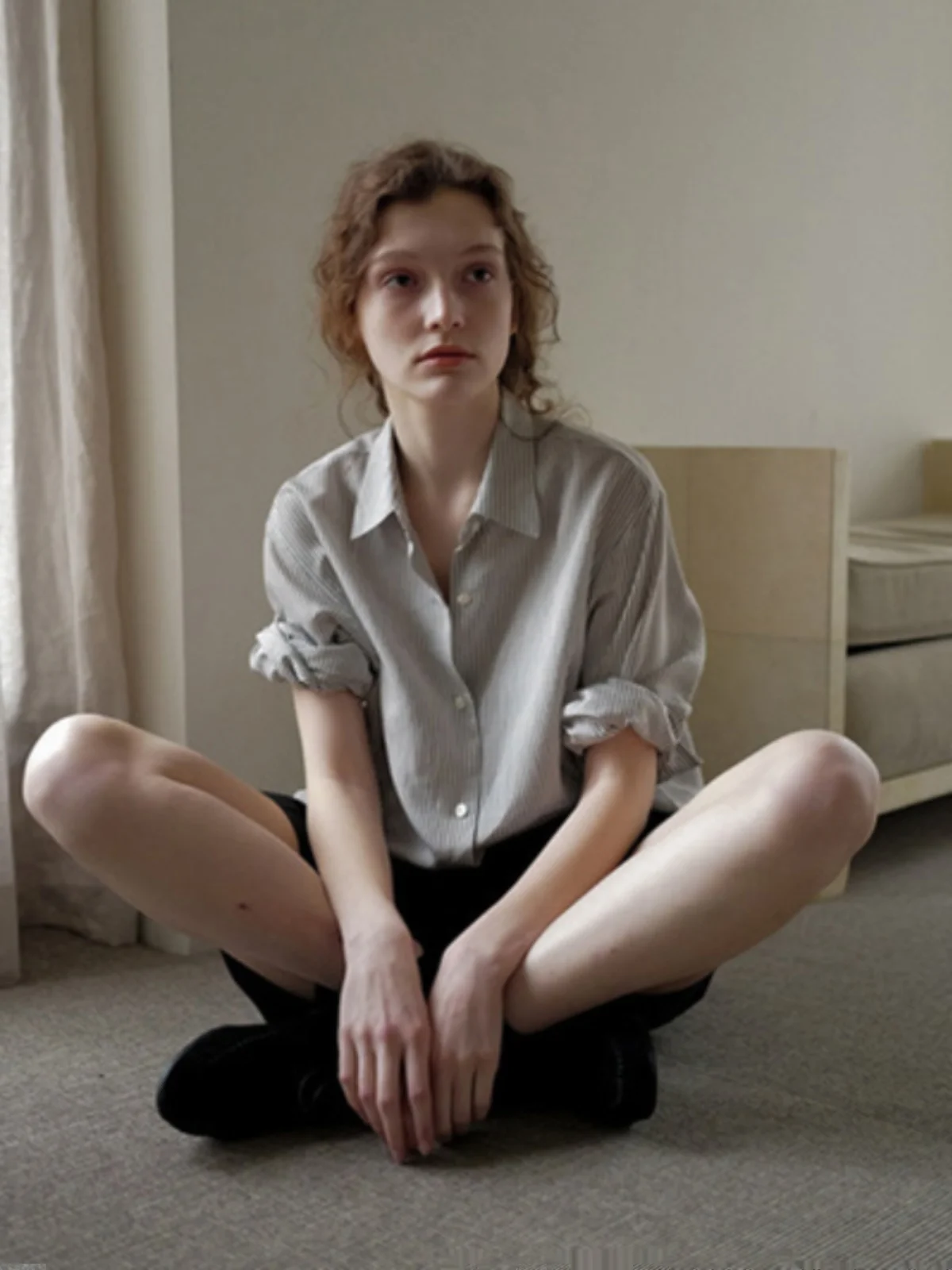 

Smoid Design Silk Stripe irt Lightweight Loose UV Protection Women's Faion Summer Casual Button-Up Long Sve Blouse