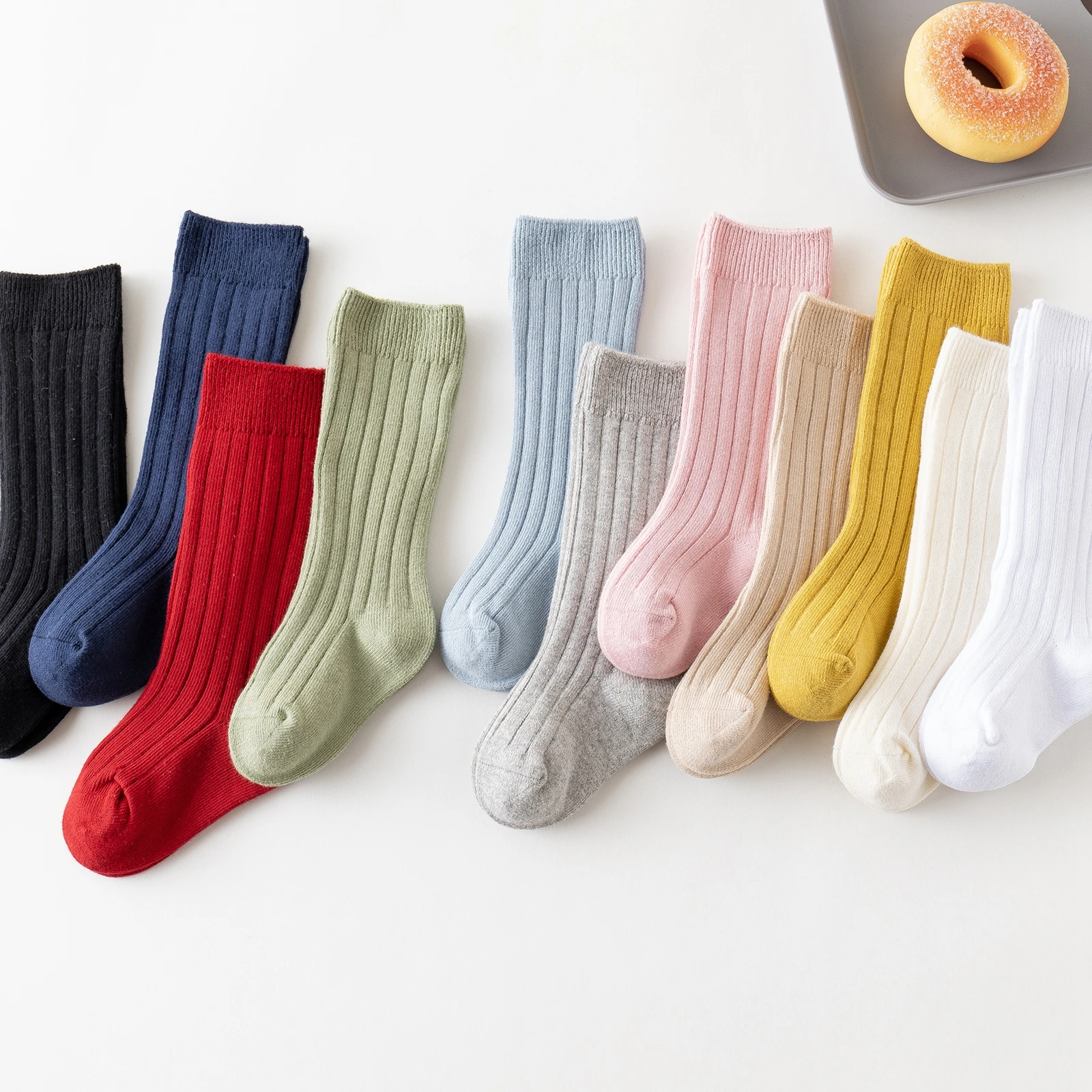 Newborn Baby Knitted Socks Infant Medium Tube Socks Children Solid Knee High Socks Ribbed Stockings Accessories 0-3 Years