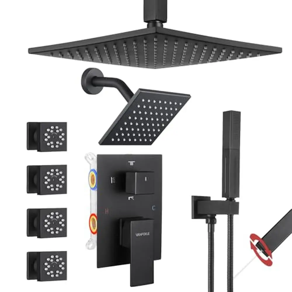 Matte Black Shower Faucet Set 10