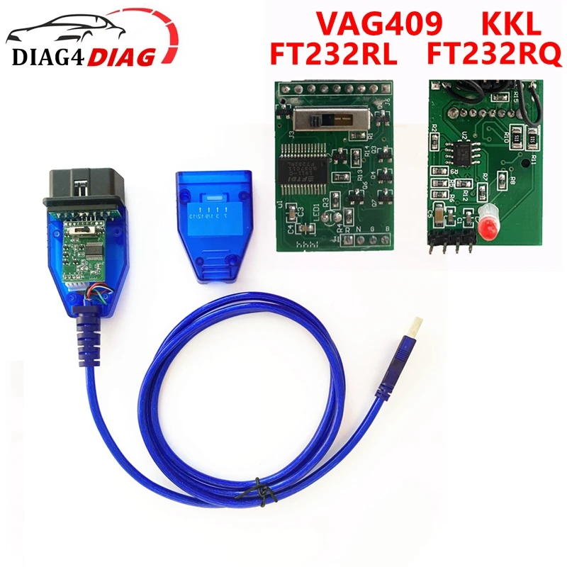 

FTDI VAG409 KKL FT232RL FT232RQ Chip For Fiat Ecu Scanner ​VAG 409.1 For OBD2 USB Interface Diagnostic Cable　For vag series