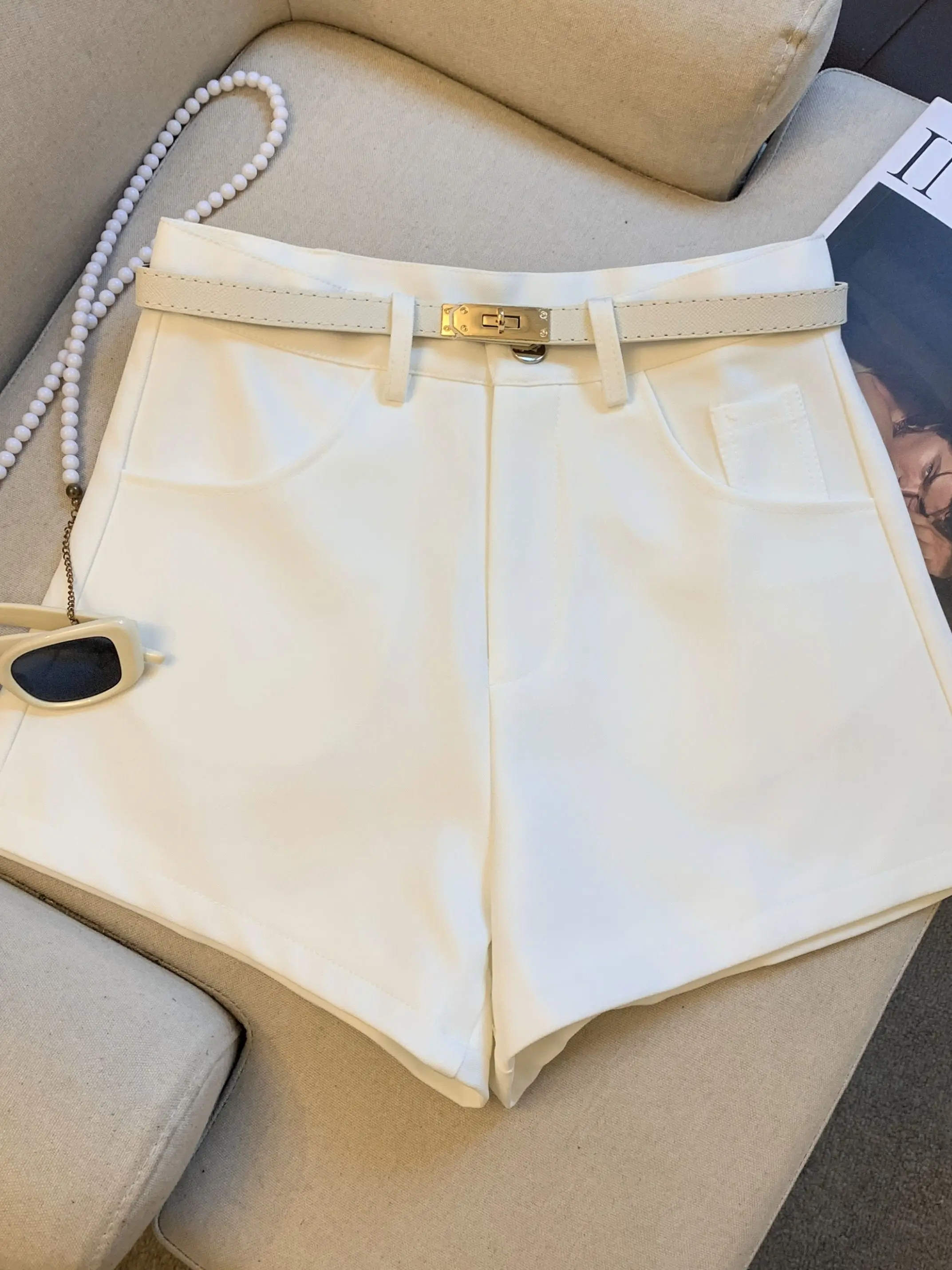 High Waist Straight Leg Short Pants Women's Casual Slimming Spring New Style Trendy Girls Casual  Skirt Warmth Function