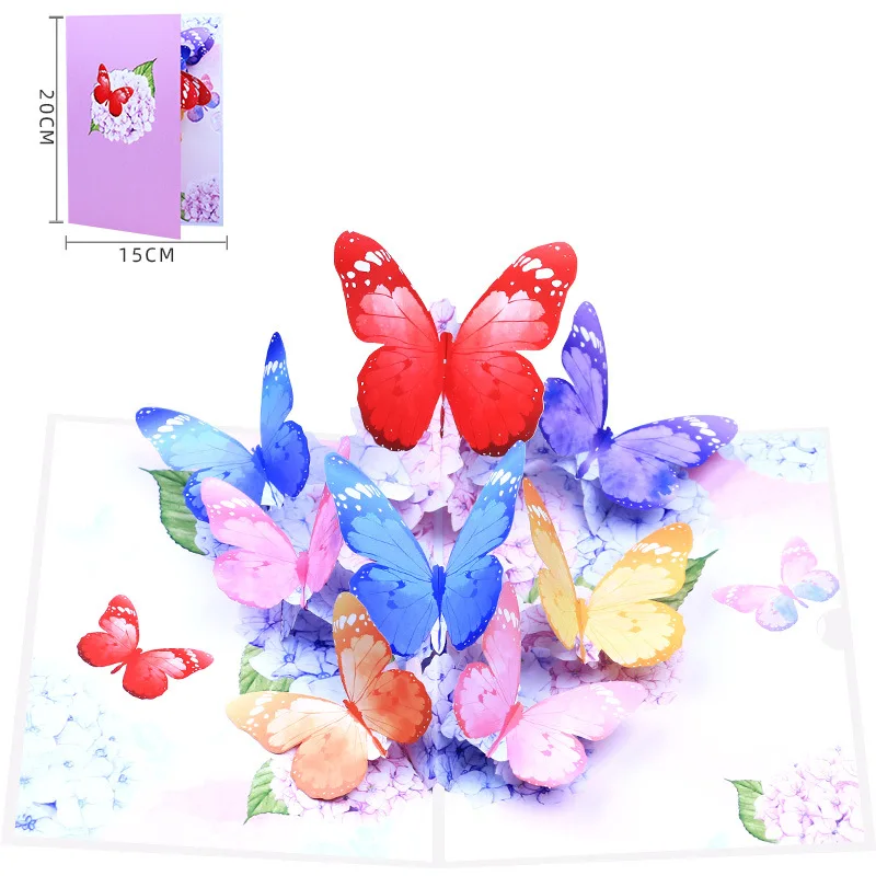 

10pcs Handmade Butterfly Flower 3D Pop UP Greeting Invitation Card For Valentine's Day Christmas Wedding Birthday Party Gift