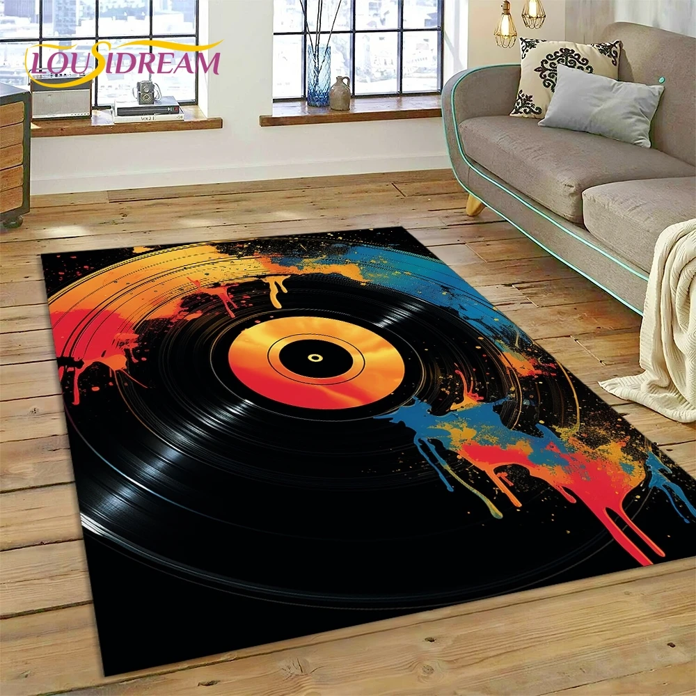 Vinyl Record Music DJ Screen tape Rug Carpet for Living Room Bedroom Home Decor,Floor Mat Non-slip Decoration for Sofa  Doormat