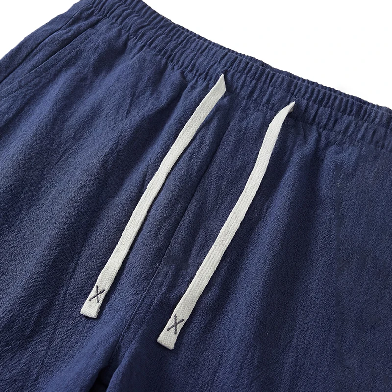 Men Linen Knee Length Shorts Elastic Drawstring Waist Loose Fit Casual Shorts For Summer Beach Travel Daily Home Outdoor Wear