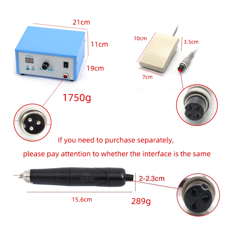 Sieraden polijstmachine micromotor tandheelkundige apparatuur 90000 rpm 150 W vermogen YJD100 met pedaal
