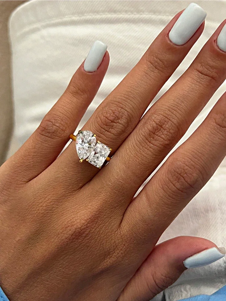 925 فضة بسيط كلاسيكي WaterDrop ساحة الزركون خاتم للنساء المشاركة الزفاف موضة عالية الجودة غرامة مجوهرات