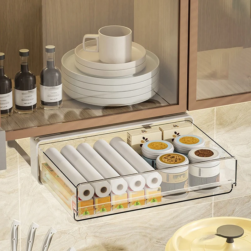 

Office Desk Storage Drawer Punch-Free Plastic Transparent Storage Drawer Large Capacity Wardrobe Underwear Storage Rack-A26I