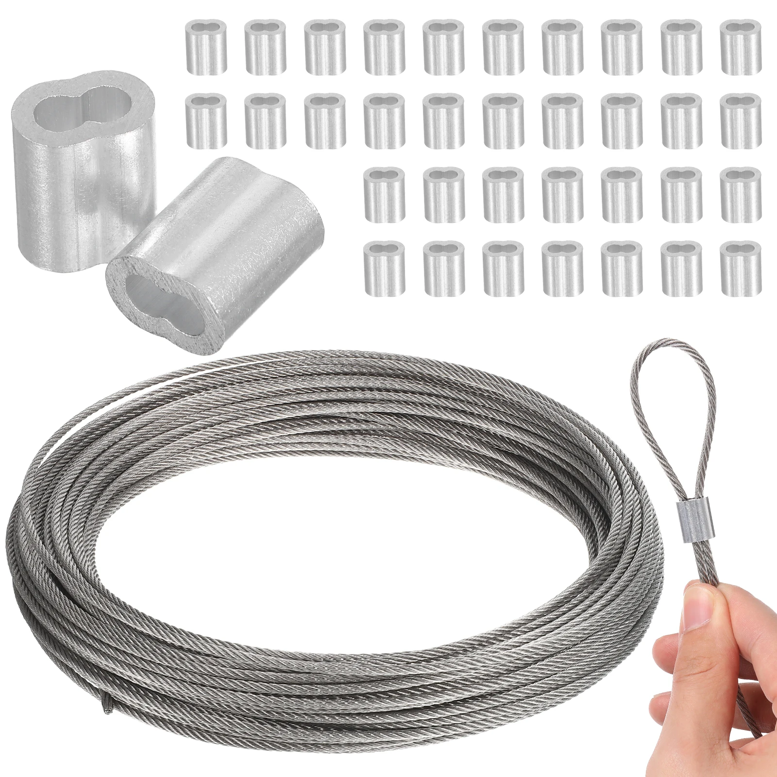 

Stainless Steel Wire Rope for Gardening Fence Cable Double Holes Crimping Sleeves High Load Capacity Flexible Mechanics Wire Set