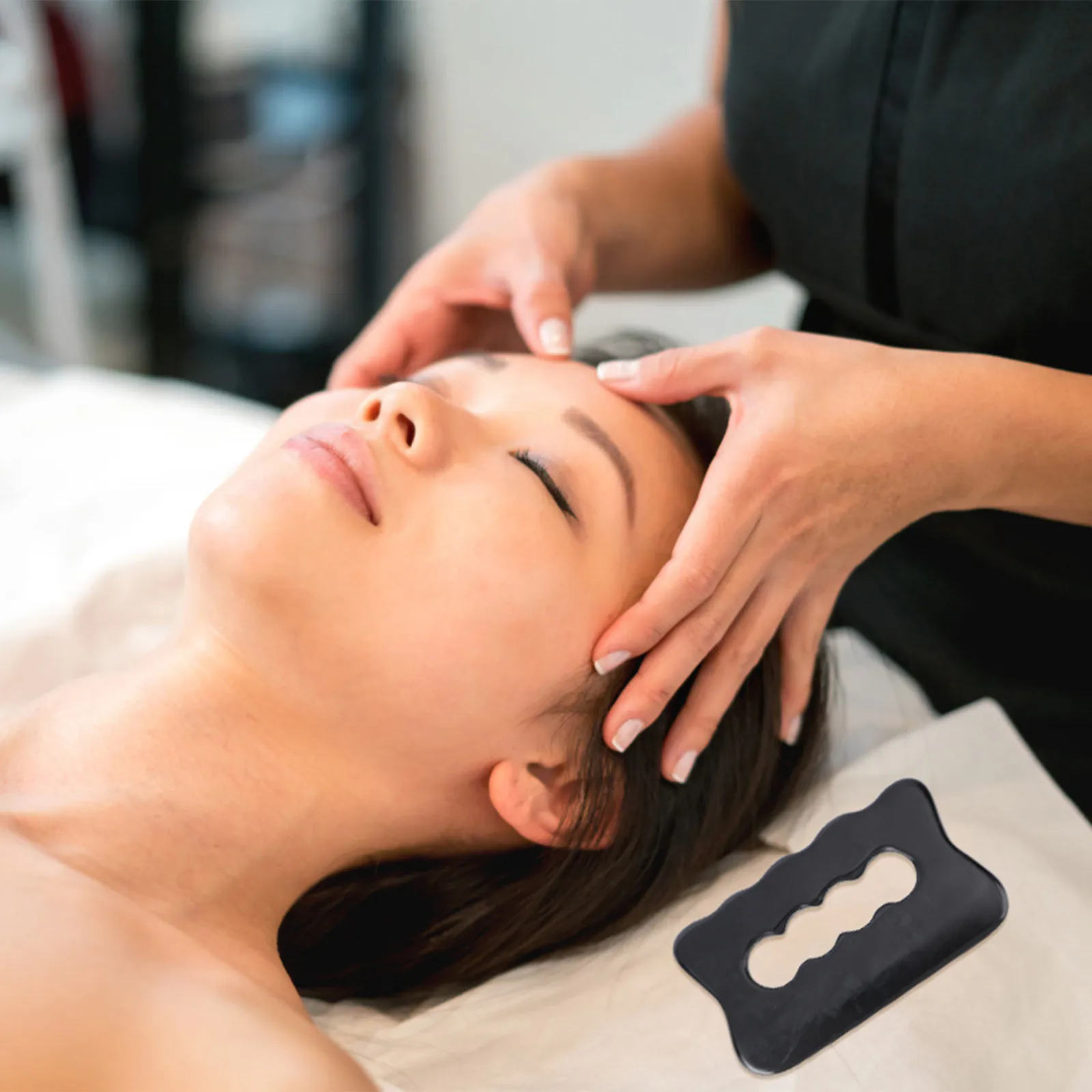 

Natural Black Needle Stone Massage Board Durable Ergonomic Smooth Scraping Plate for Pain Relief Spa Therapy Board