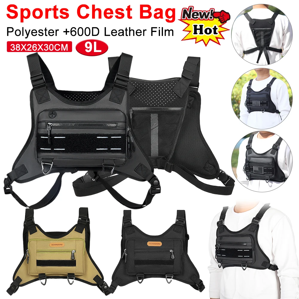 Front Sports Chest Bag With Adjustable Straps Tactical Shoulder Backpack Large Capacity Outdoor Cycling Climbing Bag Women Men