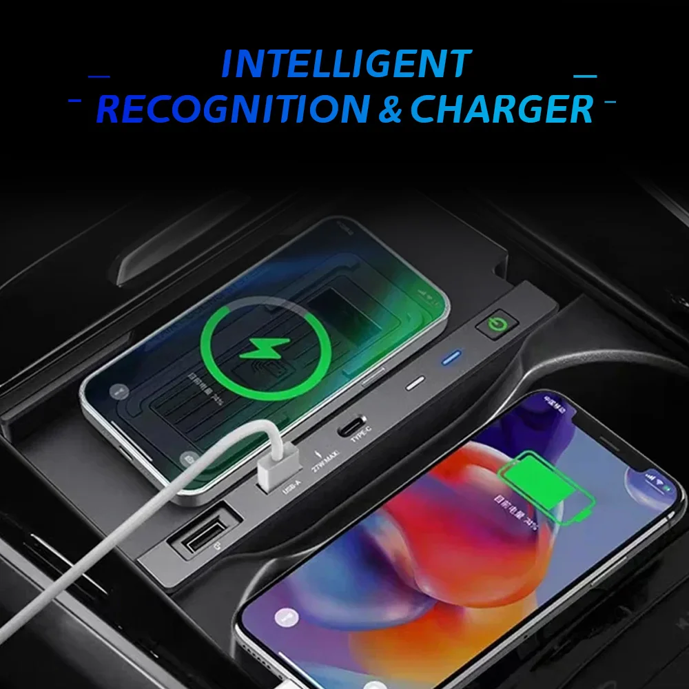For Mercedes Benz A B GLB AMG A35L W188 W177 W246 A180 A200 Car Wireless Charger Phone Charging Fast Wireless Charging Panel