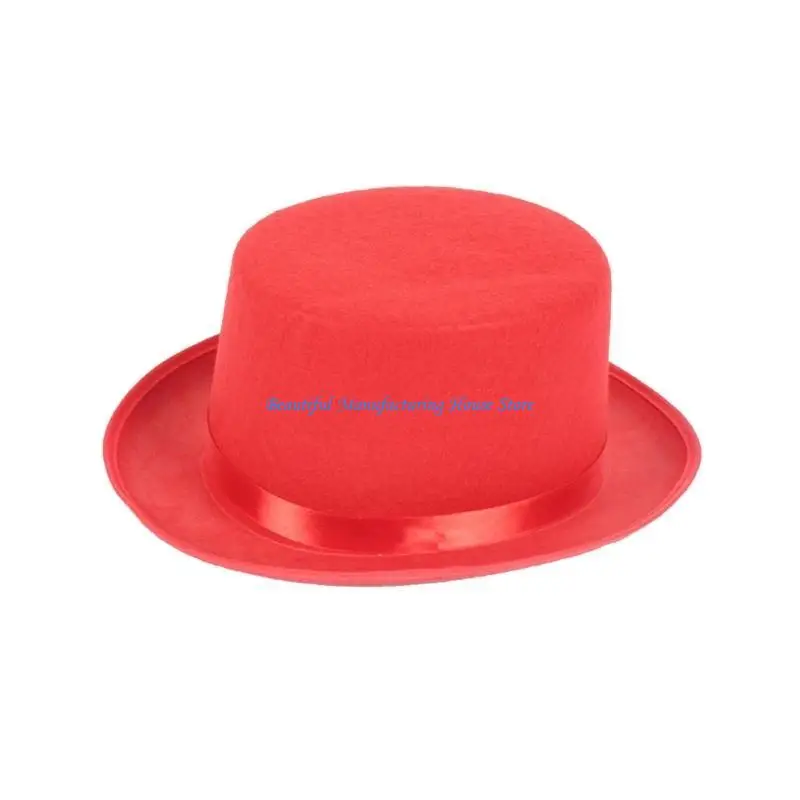 

E56A Color Felt Satin Top Hat Magician Hat Gentleman Hat Party Costume Accessories Size Fits Most Adult Kids