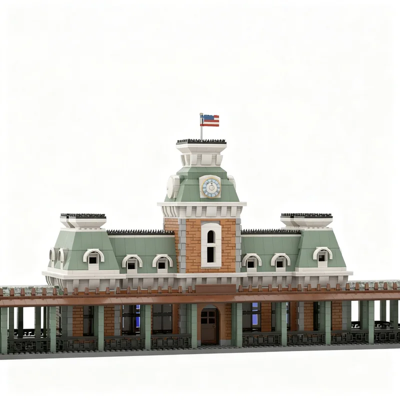 3918pcs MOC Disnay Magic Kingdom Train Station Model Toy Building Blocks Architecture Christmas Gift Craft 3D Brick Assemble