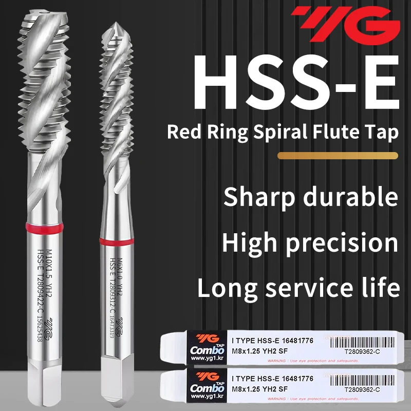 YG-1 COMBO JIS Red Ring Spiral Flute Tap HSS-E Threading Tool for CNC Steel Stainless Steel Metalworking Applications For Blind