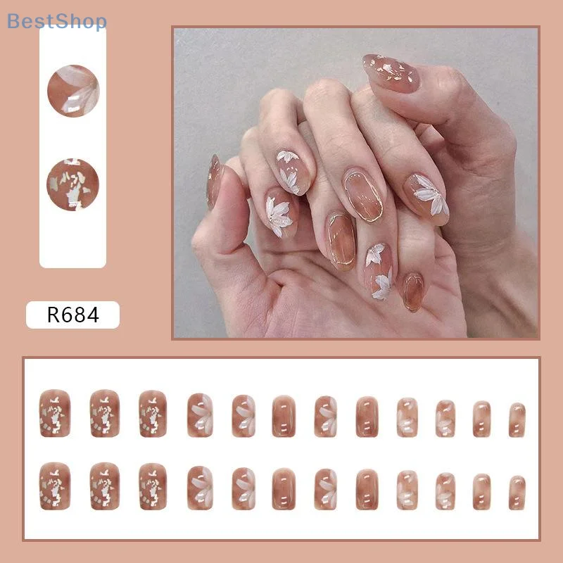 24 قطعة لطيف قصيرة الأظافر كاذبة التصحيح بريق الترتر الأظافر وهمية مانيكير الأظافر نصائح للإزالة الأظافر وهمية الاكريليك مسمار نصائح #4