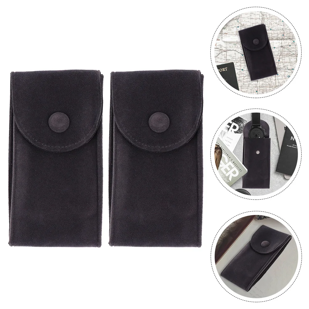 

2Pcs Watch Pouch Portable Protective Case Bag Dark Grey Non Woven Material Excellent Texture Durability Wide Applications