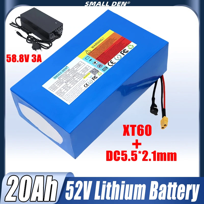 52V 20Ah Brand new customizable 18650 lithium battery pack 14S6P Large capacity 1500W motor For bike Scooter motorcycle tricycle