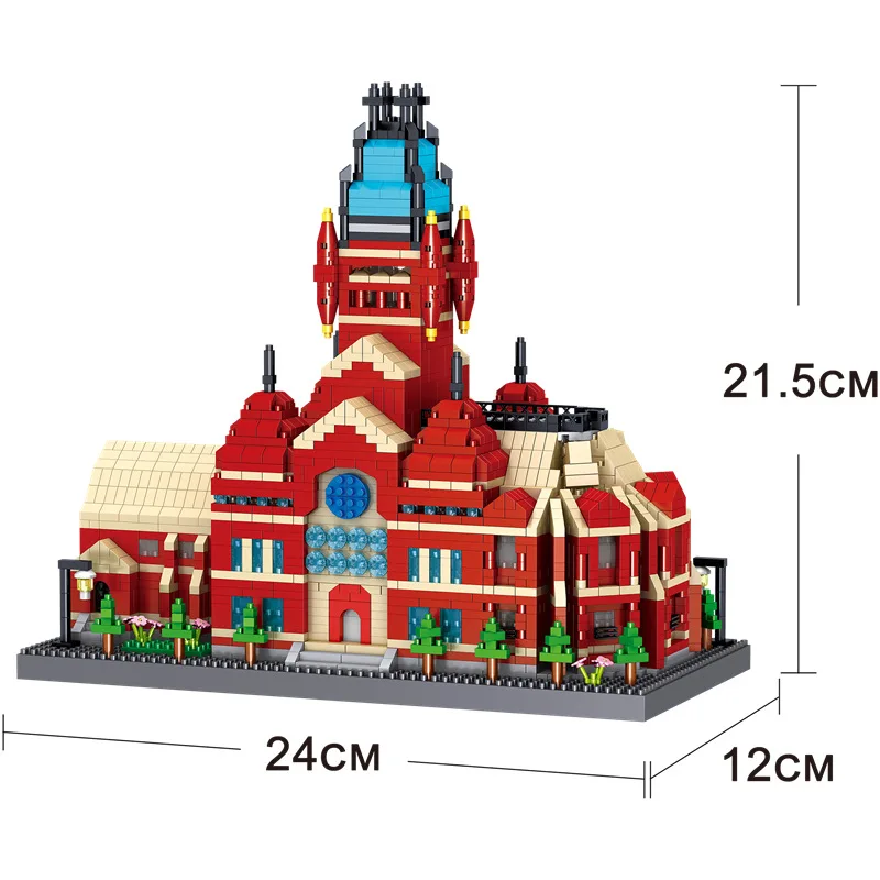 World Famous School Nanobrick Architecture Micro Diamond Block United States Harvard University Memorial Hall Building Brick Toy