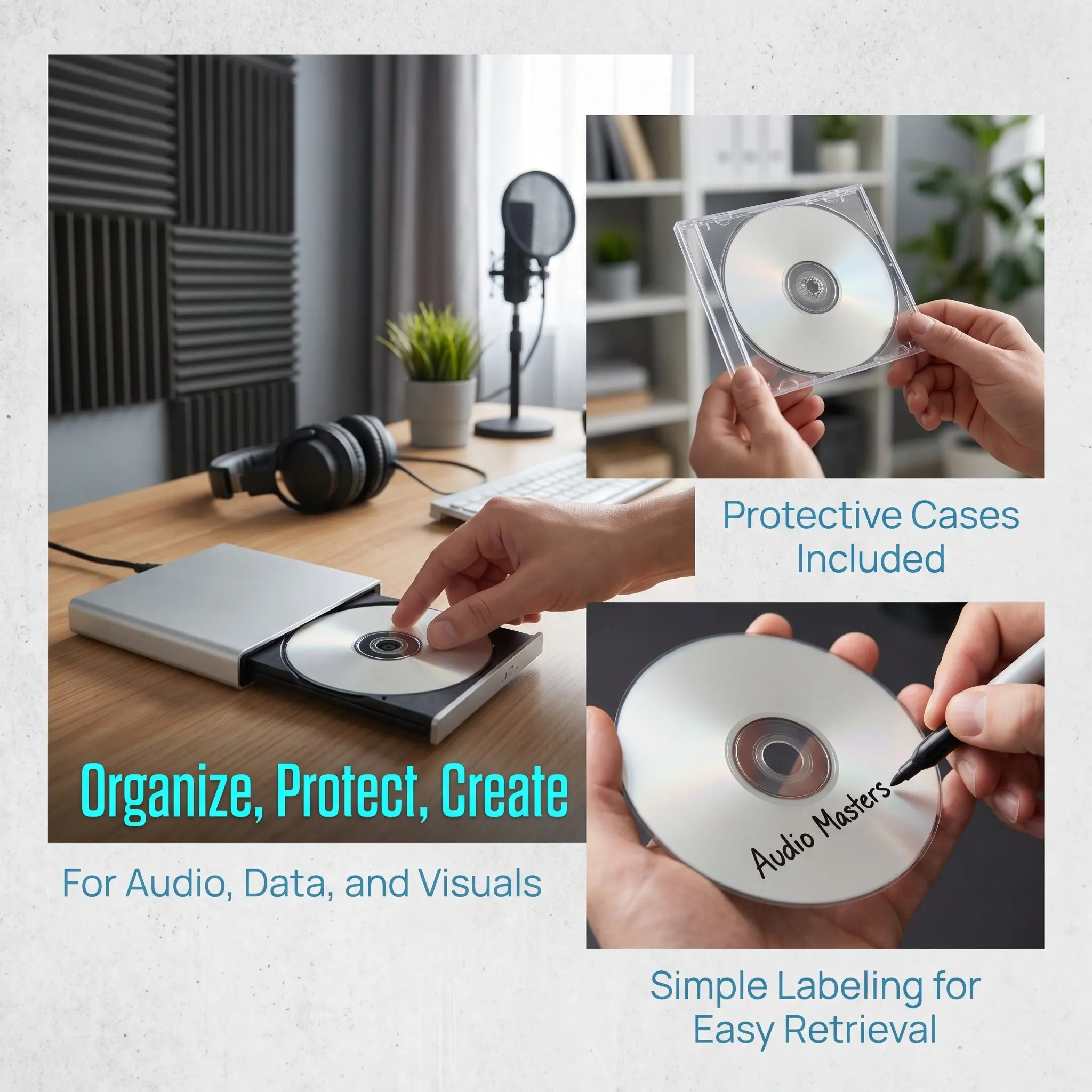 2Sets Blank Cd Writable Recordable Disc Professional Audio Recording Disc for Data Storage and Music Collection