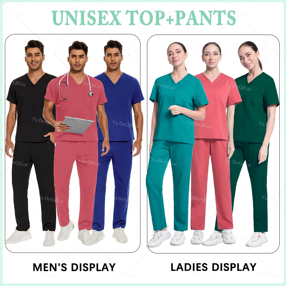 Unisex Médico Cirúrgico Conjunto Uniforme, Beleza Wear, Scrub Ternos, Uniformes de Trabalho Hospitalar, Multicolor, Enfermeira Acessórios, Atacado