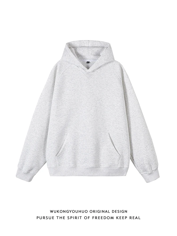 

Autumnal Retro Loose Basic Color Hoodie ex Trendy Heavyweight Couple's ential Sweatirt Cotton Polyester Spandex