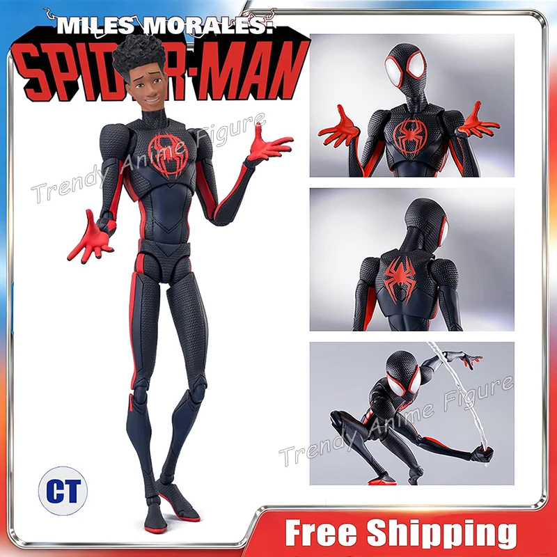 Figura de Acción Miles Morales de CT Toys, Figuras de Spiderman SHF, Figura de Miles de Spider-Verse, PVC, 15 cm, Modelo Articulado