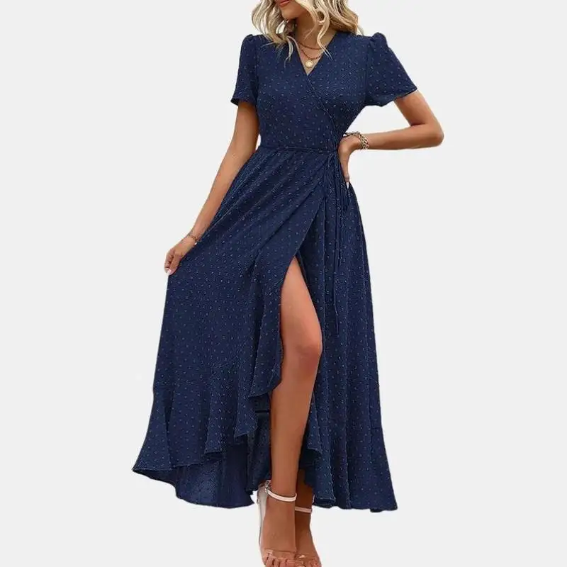 

Casual n Wrap Long Dr Women's Summer Cross-Border Sle Seven Sve Length Autumn Season Faion Ele Dr