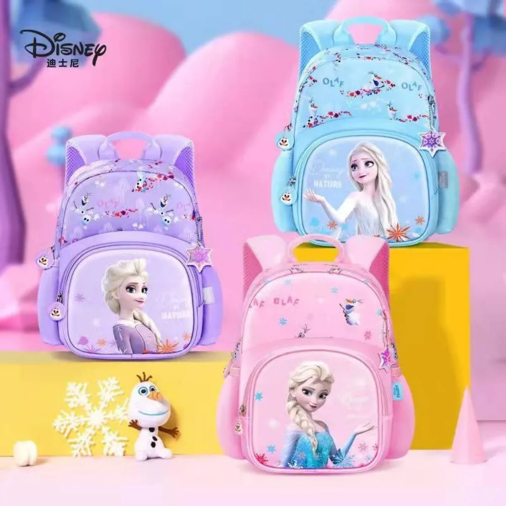 Cartable de Maternelle Disney pour Enfant de 3 à 6 Ans, Romance, Glace et Neige, Princesse Elsa, Dessin Animé, Fille avec Épaules