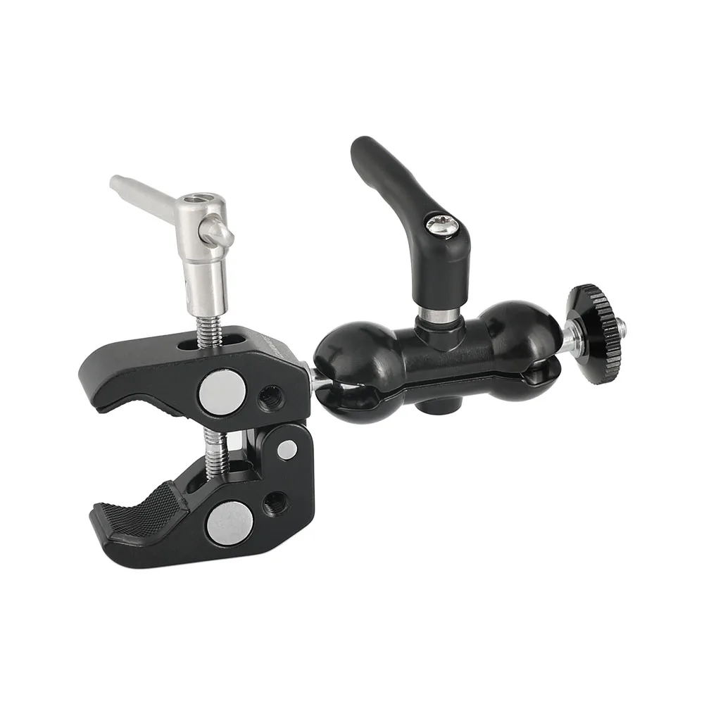 Morsetto Super granchio CAMVATE con attacco a testa sferica ruotato a 360 ° e filettature da 1/4 "per Monitor/luce LED/Action Camera/montaggio microfono