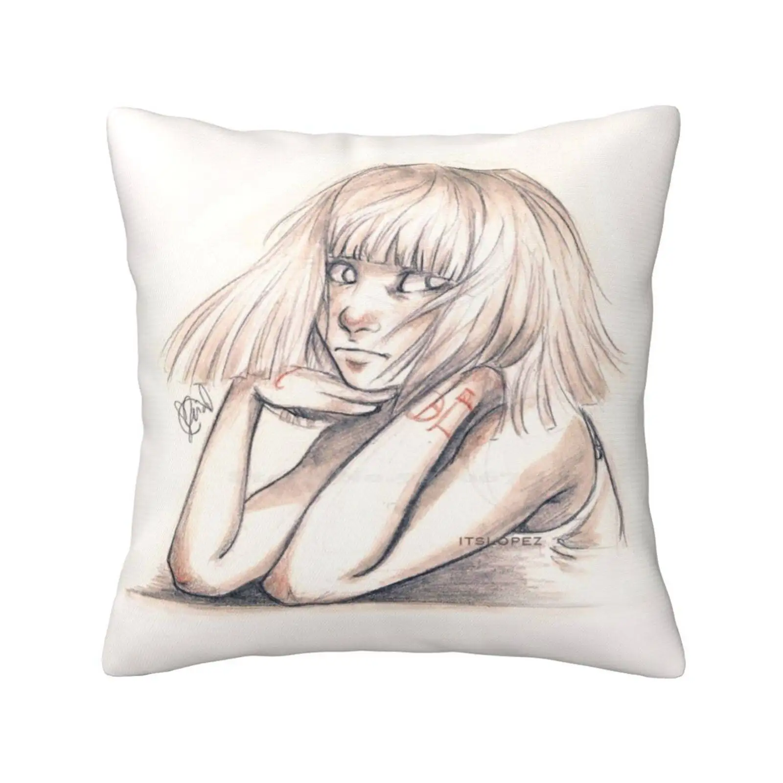 Chandelier Pillowslip Pillowcase Girl Bob Haircut Pastel Chandelier