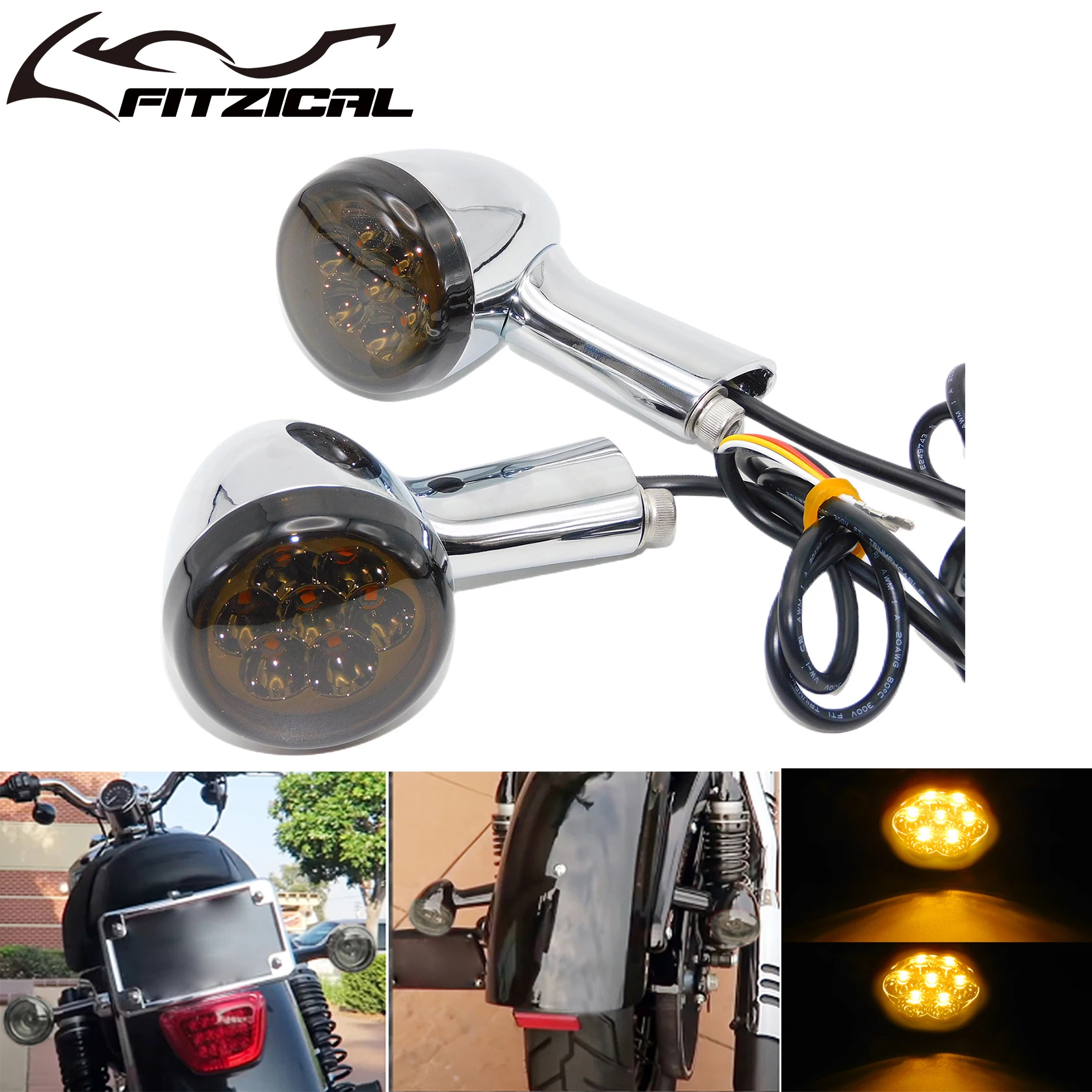 

2xMotorcycle Brake Running LED Indicator Lights Long Bracket 4 Wires For Harley Sportster 883 Iron XL1200 Nightster 1992-UP