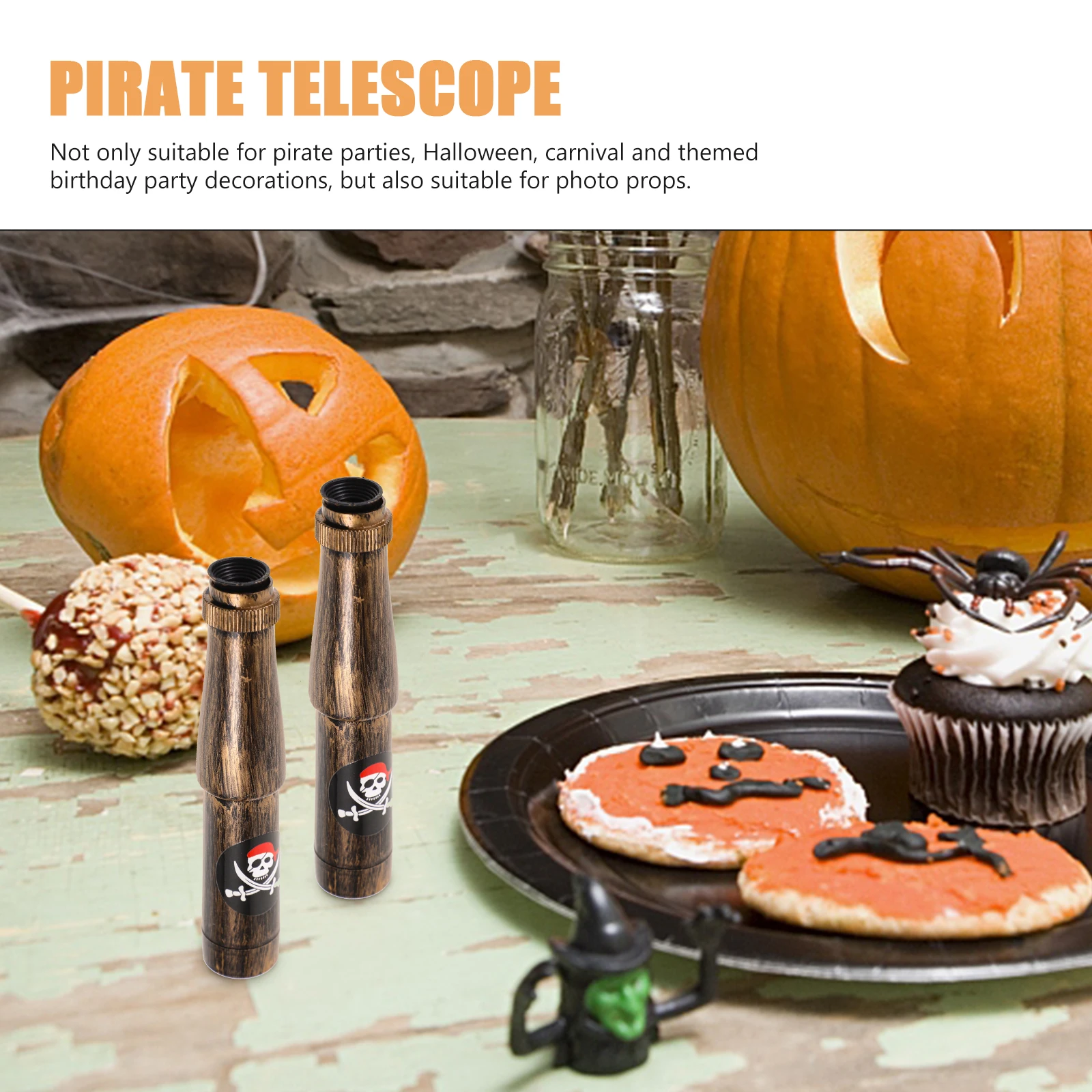

6pcs Pirate Telescope Monocular Retro Collapsible Portable For Halloween Carnival Decoration Bird Watching Hiking Travel