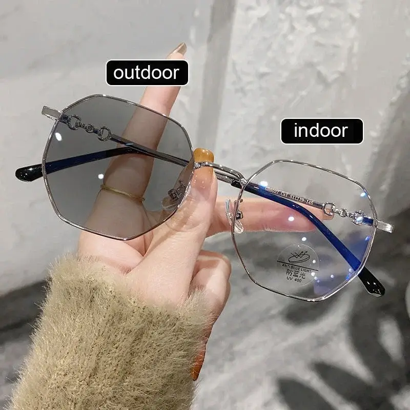 Intelligent Color Changing Short Sight Glasses New Fashion Overaized Frame Myopia Sunglasses Prescription Photochromic Eyewear - Image 4