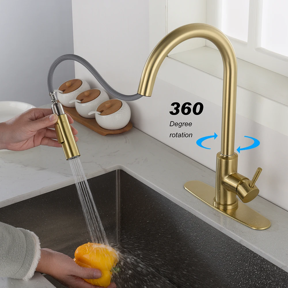 Touch Kitchen Faucet with Pull Down Sprayer 304 Stainless Steel Hot And Cold Kitchen Sink Water Taps Pull Out Spray Kitchen Sink