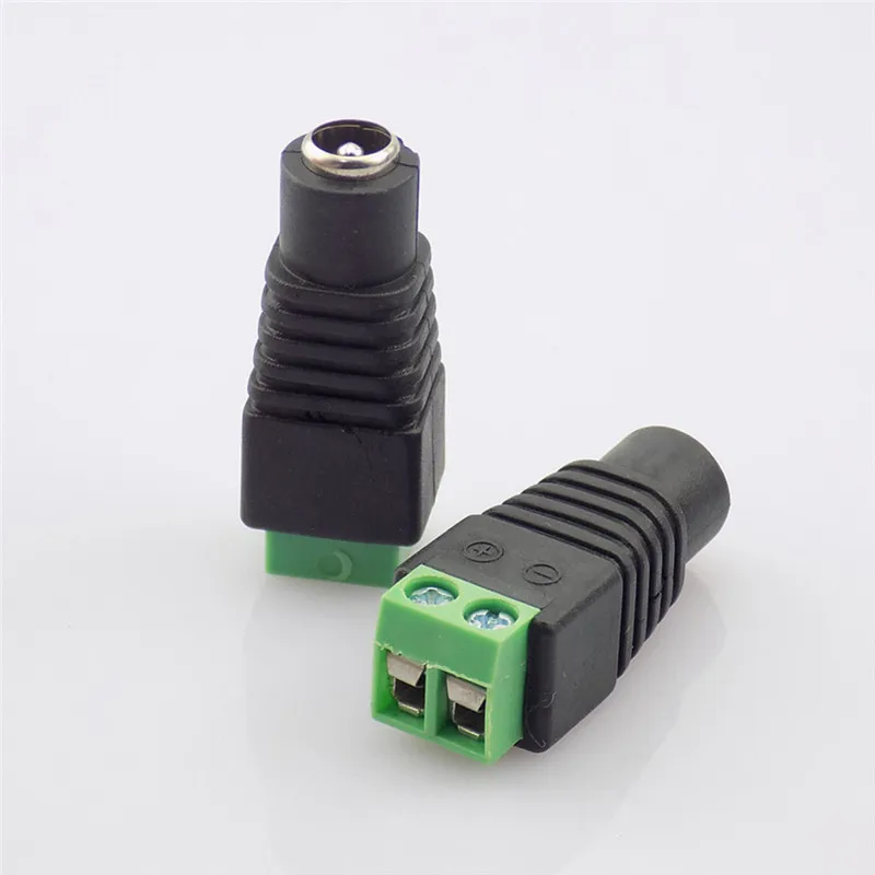 Hot Sale DC Male DC Female Plug Connector 2.1x5.5mm Power Supply jack Adapter BNC for Strip Lamp Lights CCTV Camera Video A6