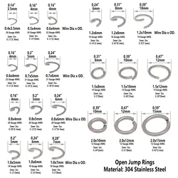 Anillos de salto de acero inoxidable, anillos abiertos divididos redondos de Metal, 4mm, 5mm, 6mm, 7mm, 8mm, 9mm, 10mm, 12mm, 15mm, 250/1000 Uds.